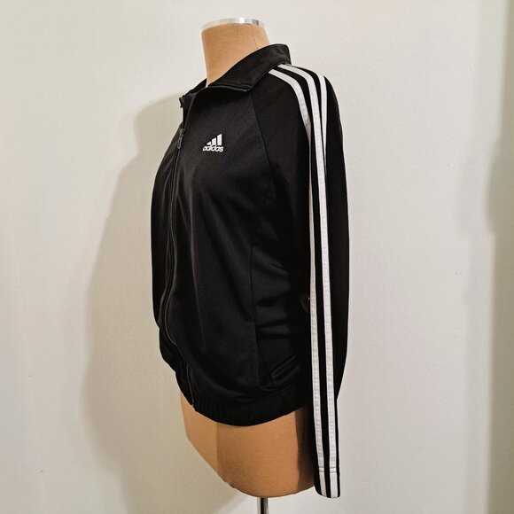 Adidas Women's Track Jacket 3S Long Sleeve Black/White Size M - Picture 6 of 10